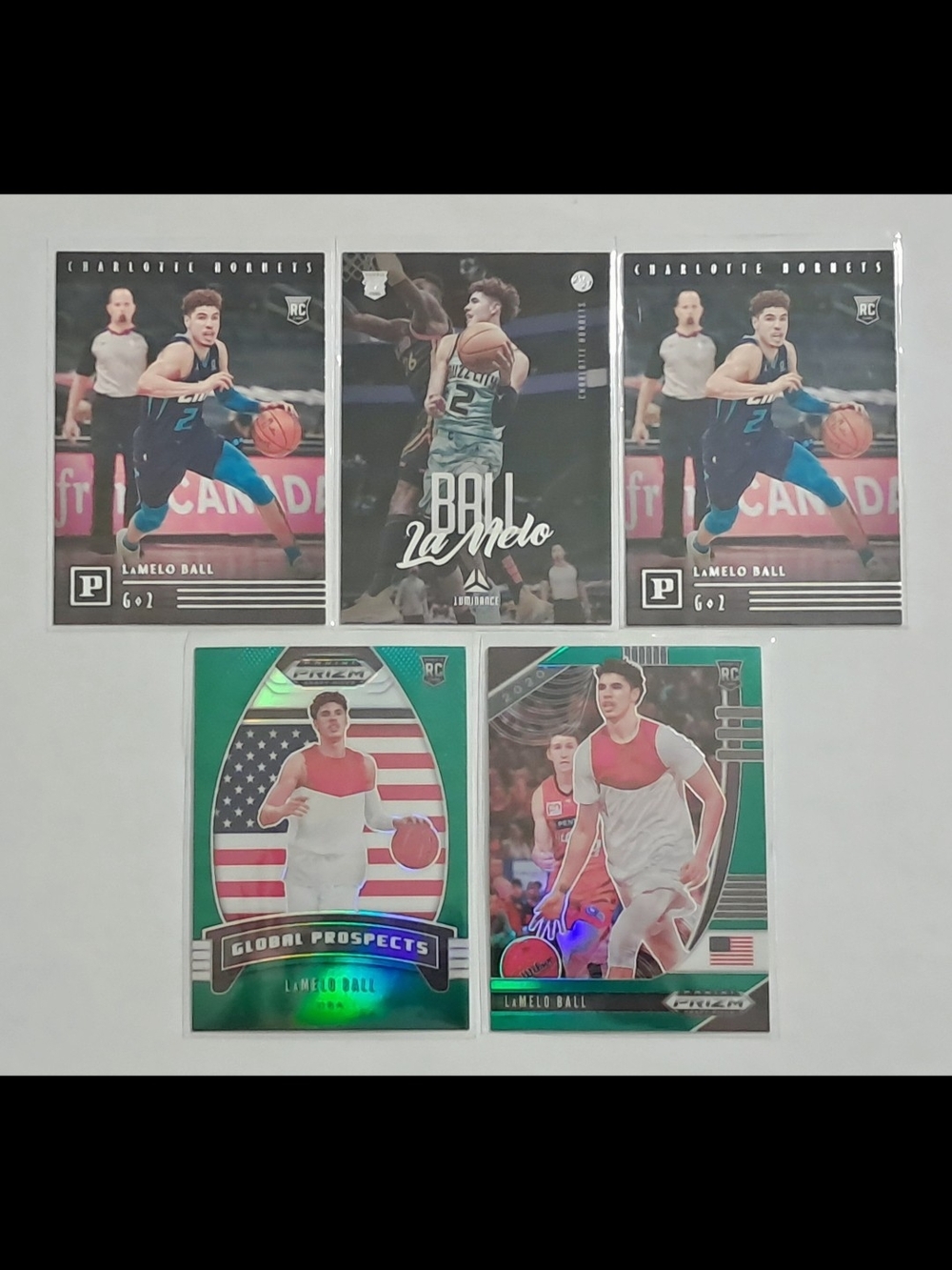Lamelo Ball 2020-21 Panini Rookie NBA Basketball Card Lot of 5